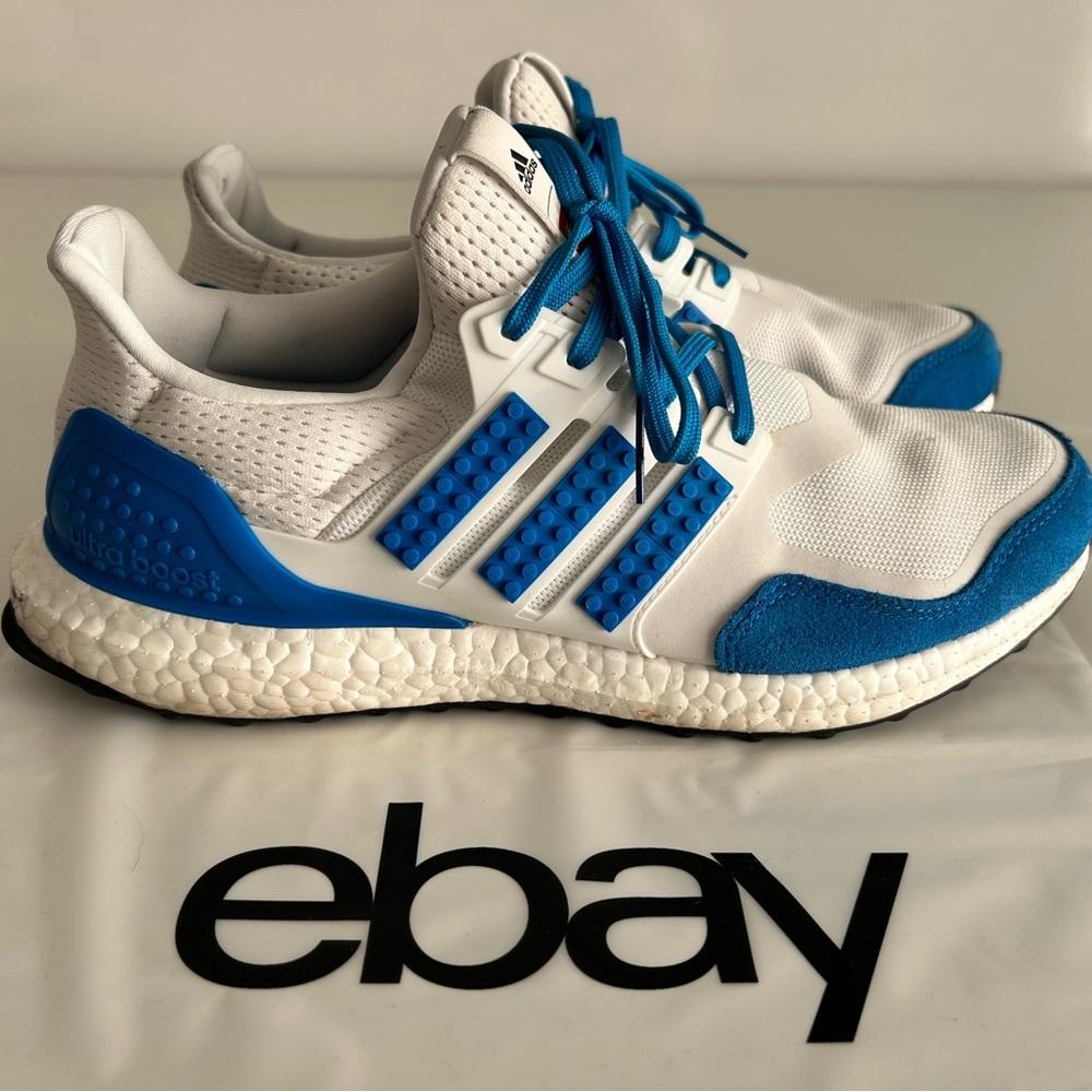 *SPECIAL* adidas UltraBoost x LEGO Running Shoes, Size 9, White/Blue